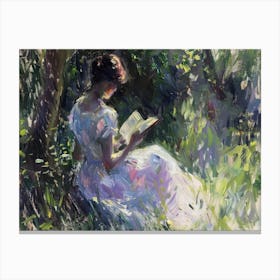 Reading In The Woods 3 Canvas Print