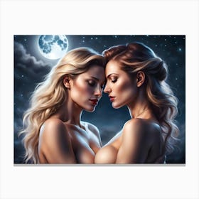 Aphrodite And Athena Share Thoughts Of Love Canvas Print