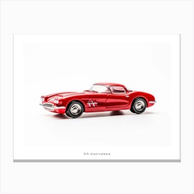 Toy Car 55 Corvette Red Poster Canvas Print