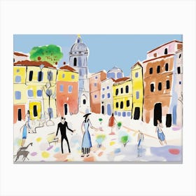 Ferrara Italy Cute Watercolour Illustration 2 Canvas Print