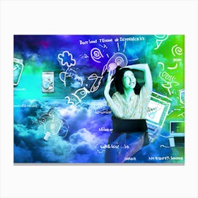 Girl In The Cloud Canvas Print