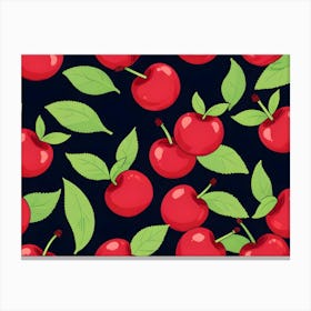 Cherries On A Black Background Canvas Print