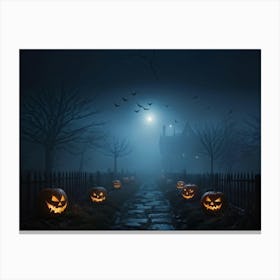 Haunting Halloween Greetings On A Misty Night (14) Canvas Print