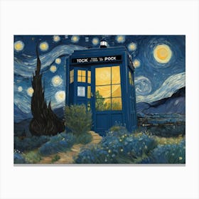 Tardis On Starry Nighy Vam Gogh Nature 2 Canvas Print