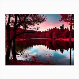 Red Lake At Sunset Canvas Print