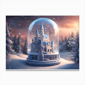 Snow Castle In A Glass Dome Canvas Print