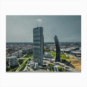 Drone photography of the business district City Life Milan. Milan architecture Canvas Print