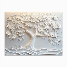 3D White Tree Of Life Canvas Print