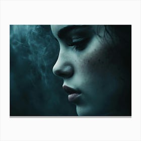 Girl With Smoke In Her Face Canvas Print