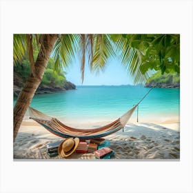 Hammock On The Beach Canvas Print