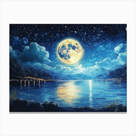 3d Modern Art Night Landscape Canvas Print