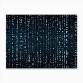 Abstract Image Of A Background Of Blue And White Numbers And Symbols, Resembling A Digital Code Or A Matrix Like Scene Canvas Print