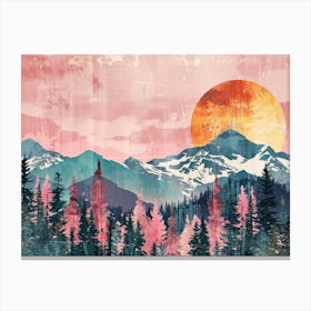 Retro Landscape Illustration 4 Canvas Print