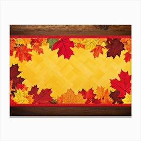 Banner Featuring A Seamless Pattern Of Oak And Maple Leaves Brilliant Shades Of Yellow And Orange E (3) Canvas Print