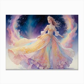 Princess In A Rainbow Dress Canvas Print