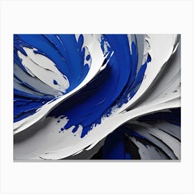 Abstract Image Of A Swirling, Dynamic Composition Of Blue, White, And Gray Paint 1 Canvas Print