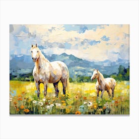 Horses Painting In Appalachian Mountains, Usa, Landscape 4 Canvas Print