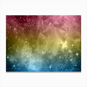 Blue, Yellow, Pink Galaxy Space Background Canvas Print