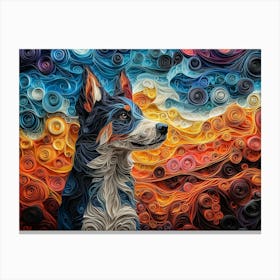 Australian Cattle Dog Paper Quilling Portrait Canvas Print