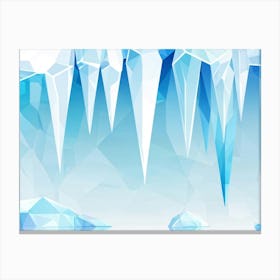 Abstract Polygonal Icicles Pattern Geometric Shapes Resembling Ice Cast In Various Shades Of White (7) Canvas Print