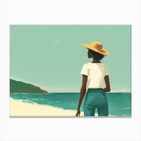 Illustration of an African American woman at the beach 13 Canvas Print