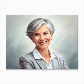 Portrait Of A Smiling Woman With Grey Hair Canvas Print