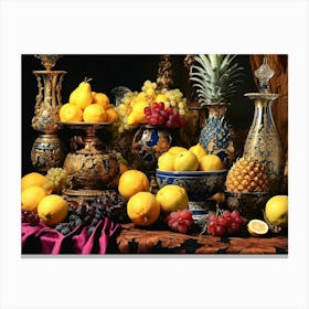 Fruit And Vases Canvas Print