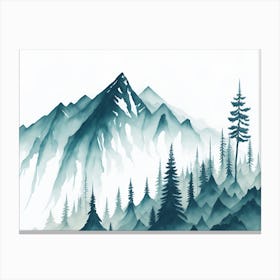 Mountain And Forest In Minimalist Watercolor Horizontal Composition 337 Canvas Print