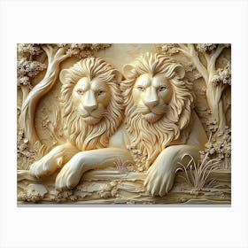 Two Lions 1 Canvas Print