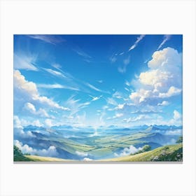 A Panorama Of A Crisp Clear Sky On A Sunlit Day The Vast Cloudscape Spreading Out Unfurling Artist (6) Canvas Print