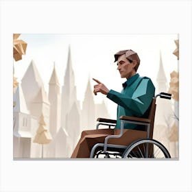 Low Poly Man In Wheelchair Inclusive 3d Illustration Canvas Print