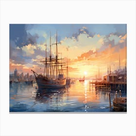 Sunset At The Harbor 1 Canvas Print