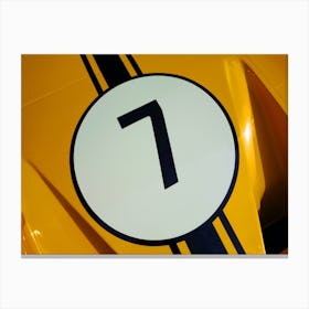 Number Seven On A Yellow Race Car Canvas Print