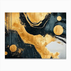 Abstract Golden and Black Shapes in the Paint Drawing Background 1 Canvas Print