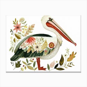 Little Floral Pelican 2 Canvas Print
