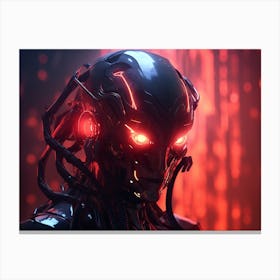 Cyborg head emerging from the darkness Canvas Print