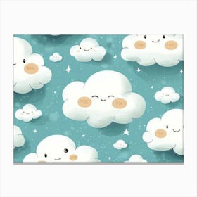 Kawaii Clouds Canvas Print