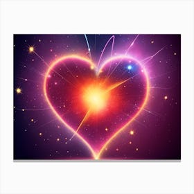 A Colorful Glowing Heart On A Dark Background Horizontal Composition 23 Canvas Print