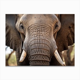 African Elephant Close Up Realism 1 Canvas Print