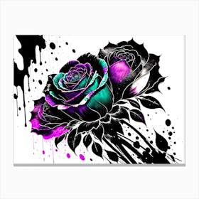 Black And Purple Roses Canvas Print