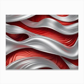 Abstract Red And Silver Wave Canvas Print