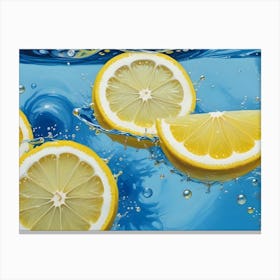 Lemon Slices Floating In Water With Bubbles Canvas Print