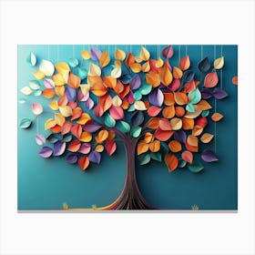 Colorful Tree with Leaves on Hanging Branches 5 Canvas Print