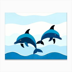 Dolphins In The Sea 3 Canvas Print