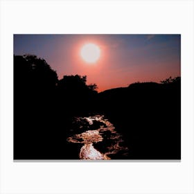 Sunset Over A Stream On The Serengeti, Tanzania (Africa Series) Canvas Print