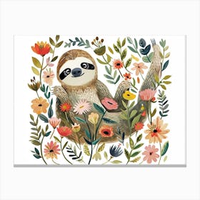 Little Floral Sloth 2 Canvas Print