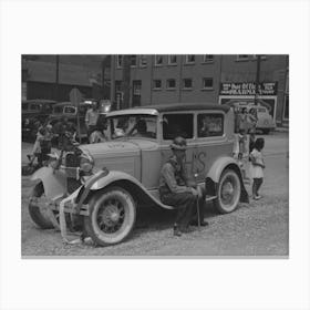 Miners Sitting On Decorated Car During Labor Day Celebration, Silverton, Colorado By Russell Lee Canvas Print