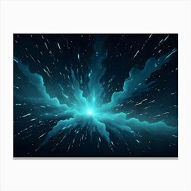 A Brilliant Blue Explosion Of Light And Energy Radiates Outward Through Space, Surrounded By Swirling Clouds Of Cosmic Dust Canvas Print