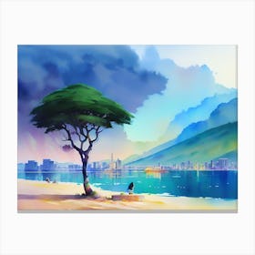 Lone Tree On The Beach Canvas Print