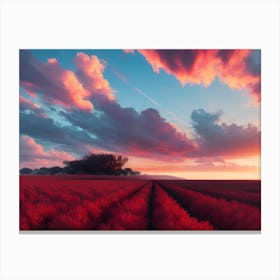 Sunset Over A Field 14 Canvas Print